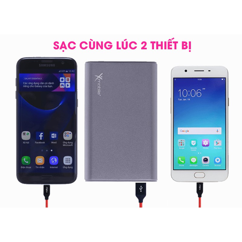 Pin sạc dự phòng 10.000 mAh Lightning Xmobile LJ JP90S Nhôm Xám