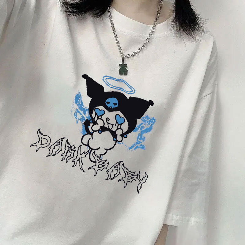 💥💥Áo Thun Ngắn Tay In Hình Kuromi Hoạt Hình Phong Cách Gothic