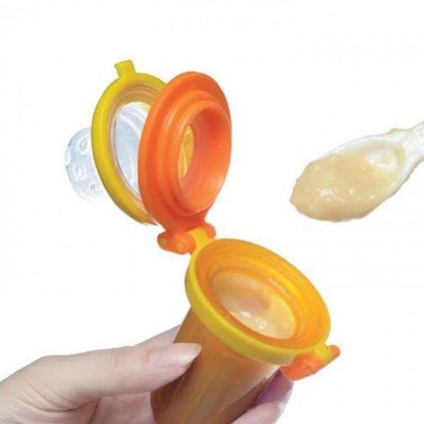 Bình bóp thức ăn chống hóc kidsme - Màu cam vàng 160378 - Từ 4 tháng tuổi V1257