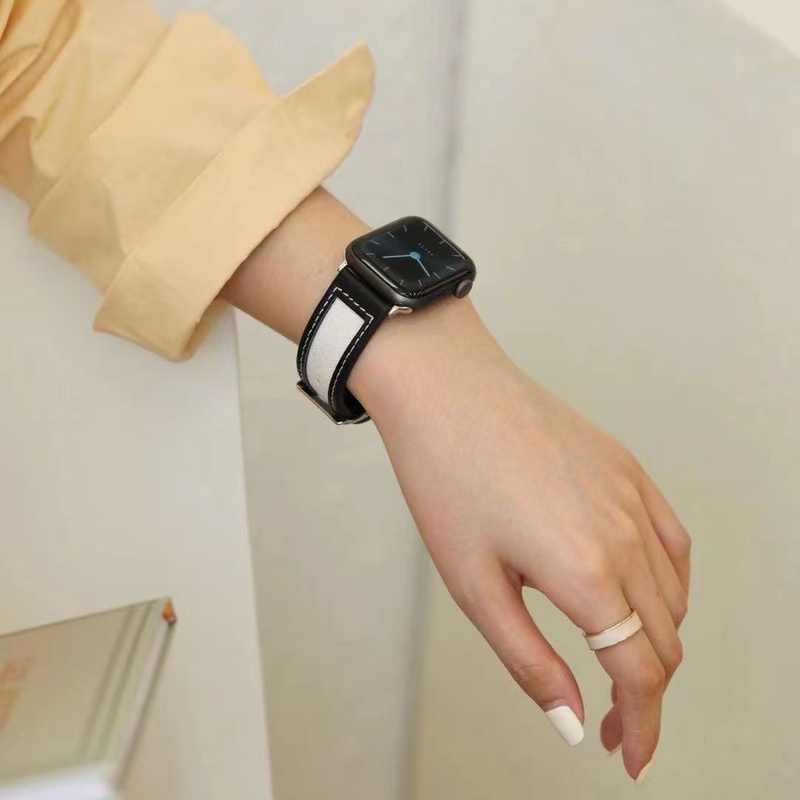 Dây Đeo Bằng Da Chất Lượng Cao Cho iwatch Series 7 41mm 45mm 6 SE 5 4 3 2 1 44mm 38mm 42mm 40mm