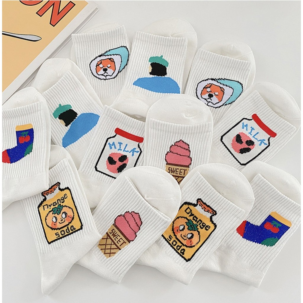 TẤT cao cổ TRẮNG DỆT MILK SWEET