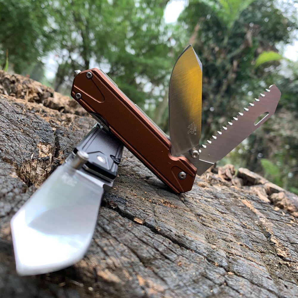 Sanrenmu 7117 Đa Chức Năng Bỏ Túi EDC Gấp Gọn Với Cưa Gỗ Dao Cắt Dây Đai Dụng Cụ Phá Kính Cắm Trại