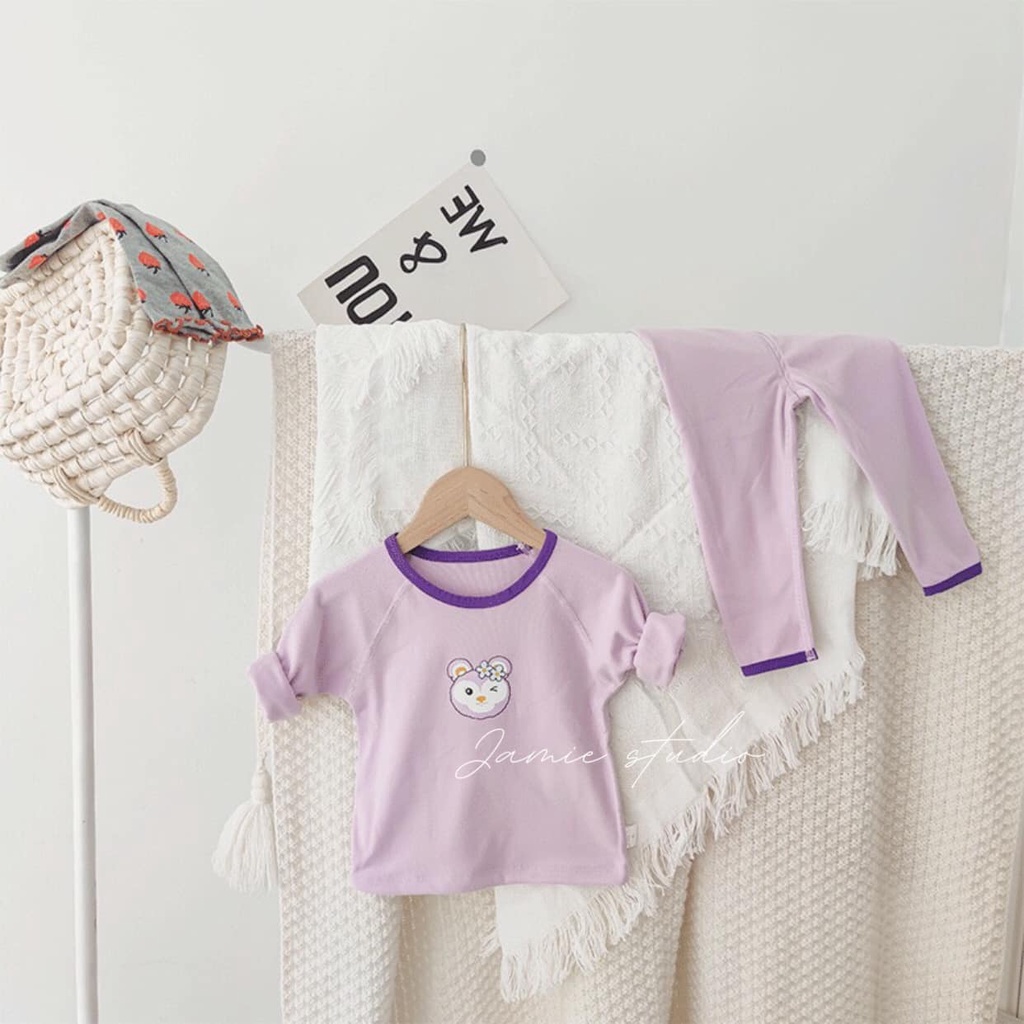 Bộ quần áo dài tay thun bông cạp cao cực ấm, style Hàn Quốc đáng yêu cho bé - from Jamie Studio