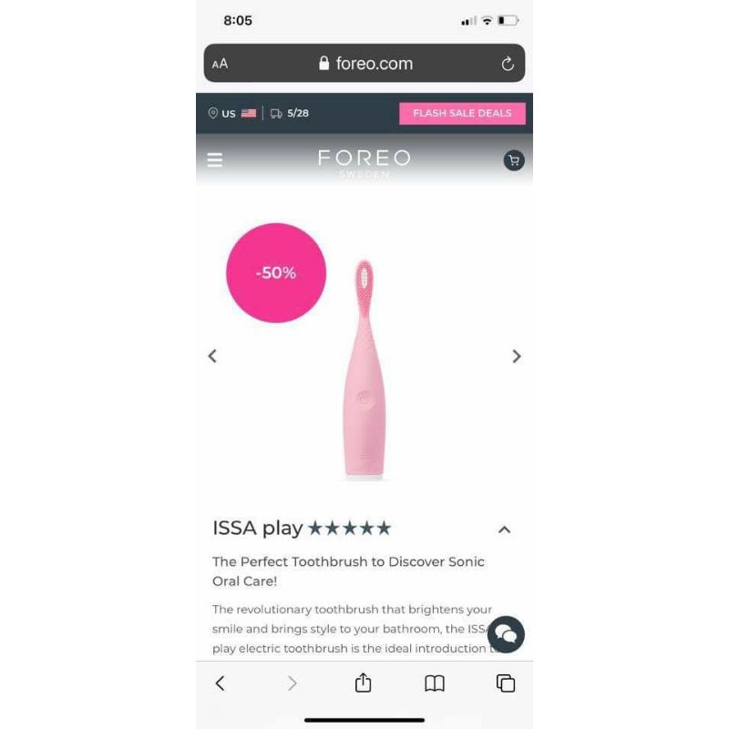 🔥BÀN CHẢI ĐIÊN ISA PLAY CỦA FOREO SALE OFF TẬN 60%🔥 👉🏻Giá gốc 49$  => giảm Sốc còn 690k