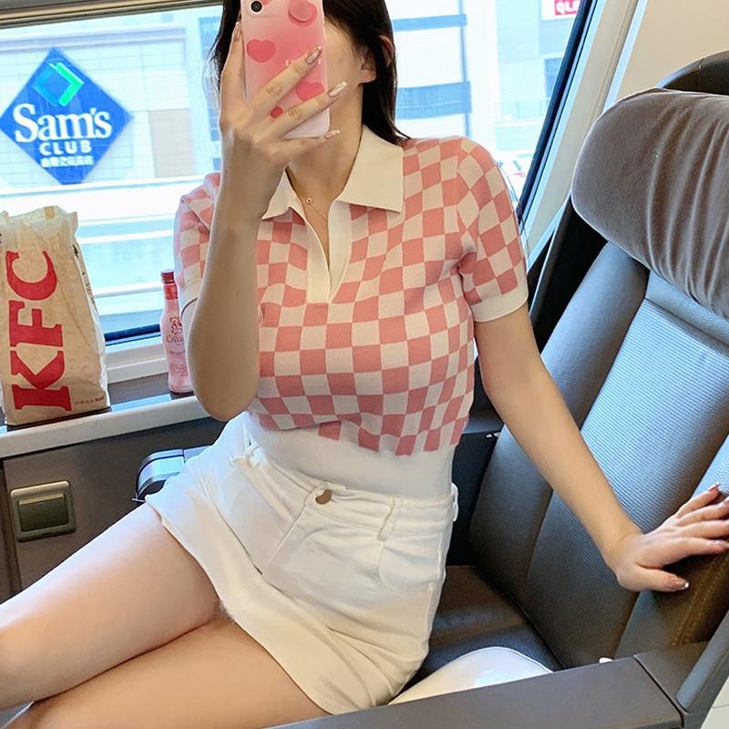 Áo Thun Nữ FORYOU Có Cổ Chất Len Dệt Kim 100% Polo Hàng Quảng Châu Cao Cấp Style Sành Điệu