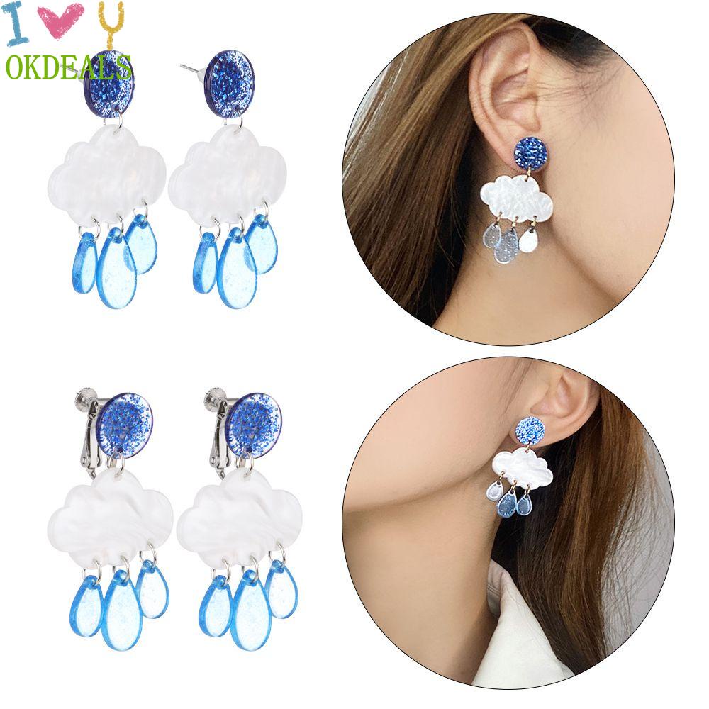Khuyên Tai Dạng Hạt Acrylic Hình Đám Mây Mưa Rơi Thời Trang Sáng Tạo Cho Nữ