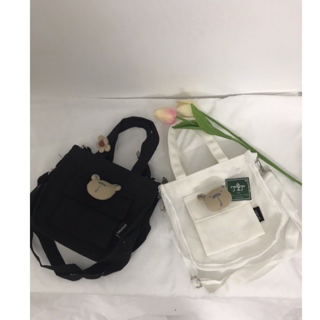 Túi đeo chéo gấu hoa ulzzang siêu cưng (có sẵn, hình thật)