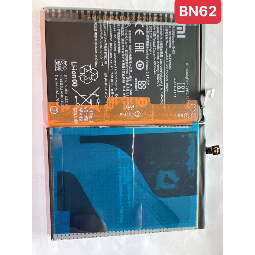 Pin Xiaomi Chính Hãng BN62  Dùng Cho Xiaomi  Redmi Note 9 4G / Redmi 9T , Dung Lượng 5900  mAh