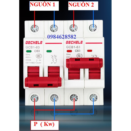 Cầu dao đảo chiều 1P, 2P 63A Gechele, MCB đảo chiều