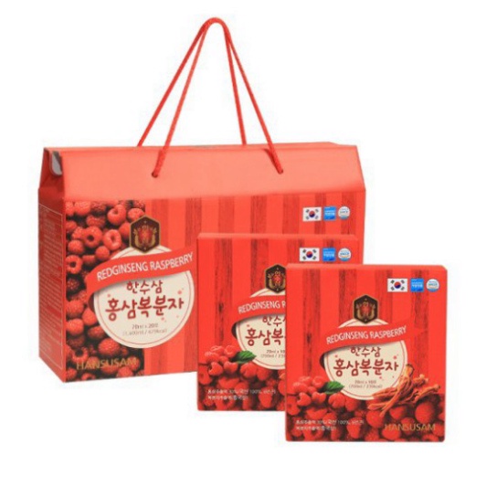 Nước Uống Chiết Xuất Trái Cây Hồng Sâm Phúc Bồn Tử Hansusam Hàn Quốc