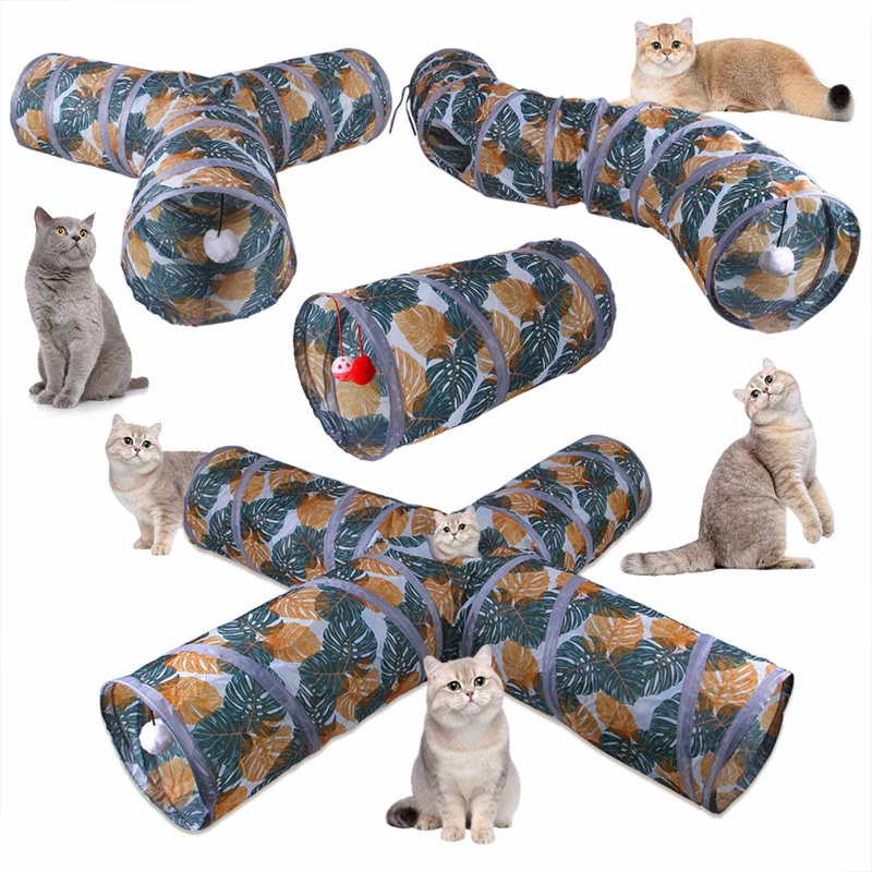 Đường Hầm Đồ Chơi 3/4 Hướng Bằng Polyester Cho Mèo
