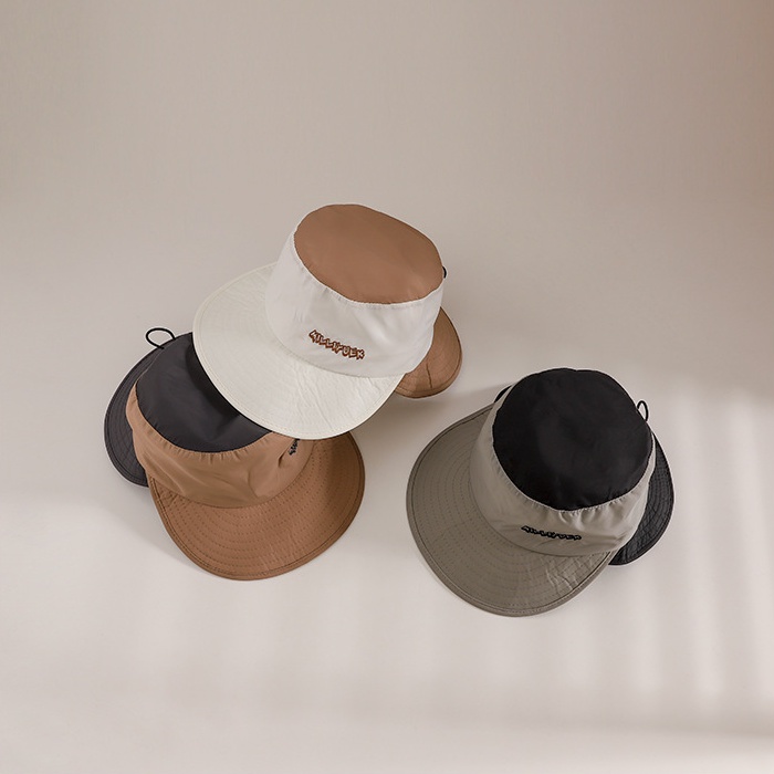 Nón Tai Bèo Vành Rộng Thêu Chữ Đơn Giản Nhanh Khô Chống Nắng Ngoài Trời Cho Bé