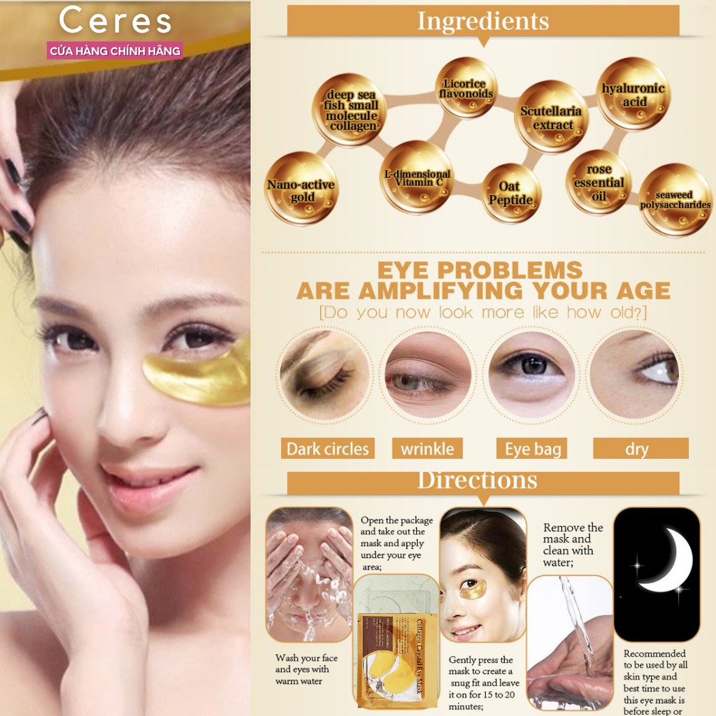 Mặt nạ mắt - mask ngủ dưỡng mắt tinh chất collagen vàng cấp ẩm mờ thâm Hàn Quốc | BigBuy360 - bigbuy360.vn