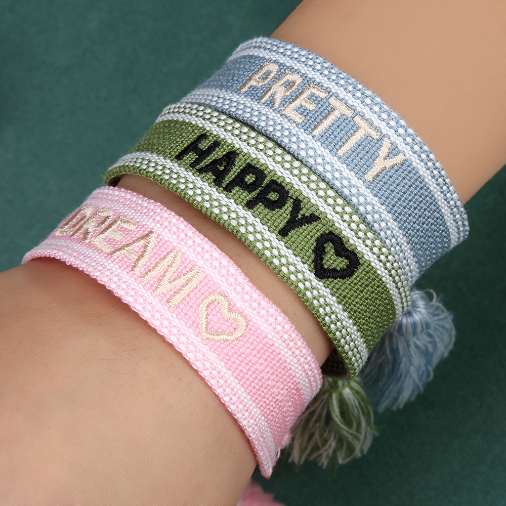 CLEVER Women Handmade Jewelry Braided Bracelet Braided Tassel Bracelet Friendship Christmas Rope Letter Embroidery Woven Gifts Adjustable