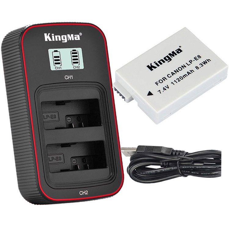 Pin sạc Ver 3 Kingma cho Canon LP-E8 (Sạc nhanh - Cổng Type C)