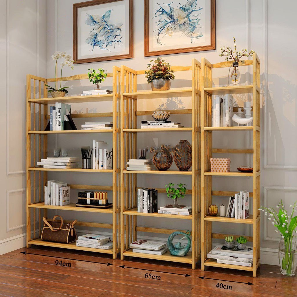 MIỄN PHÍ SHIP🆓Kệ Sách 5 Tầng TIỆM Kệ Gỗ Tự Nhiên Decor Lắp Ráp Đơn Giản Dễ Dàng Bookshelf 5F Natural