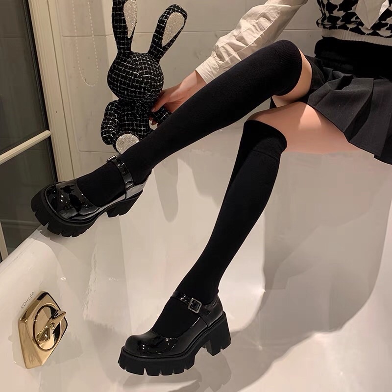 Giày búp bê nữ dây cài đế 5cm Cao Cấp - giày nữ da mềm độn đế giá rẻ