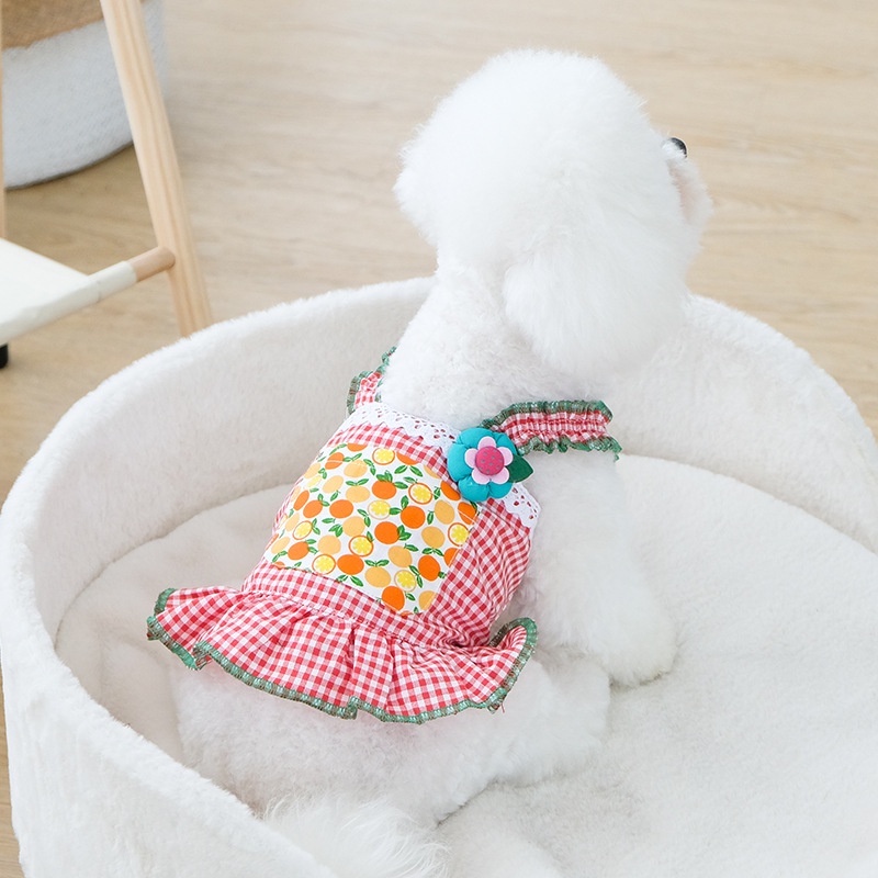 Đầm Công Chúa Hai Dây Họa Tiết Hoa Thời Trang Mùa Hè Cho Thú Cưng
