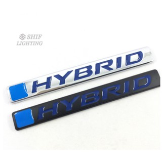 Decal kim loại chữ HYBRID logo nổi miếng dán 3d xi mạ nhôm kẽm trang trí cho xe hơi ô tô màu xanh đen Toyota Camry