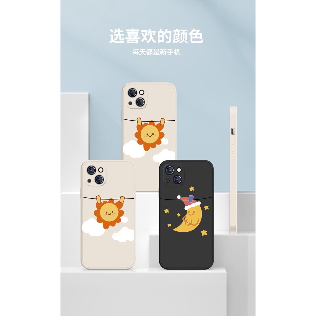 Ốp Điện Thoại Chống Sốc Họa Tiết Mặt Trăng / Mặt Trời Cho Iphone 13 Pro 11 Pro Max Xr 6s 7 8 Plus 12 Mini 14 Pro Xs Max