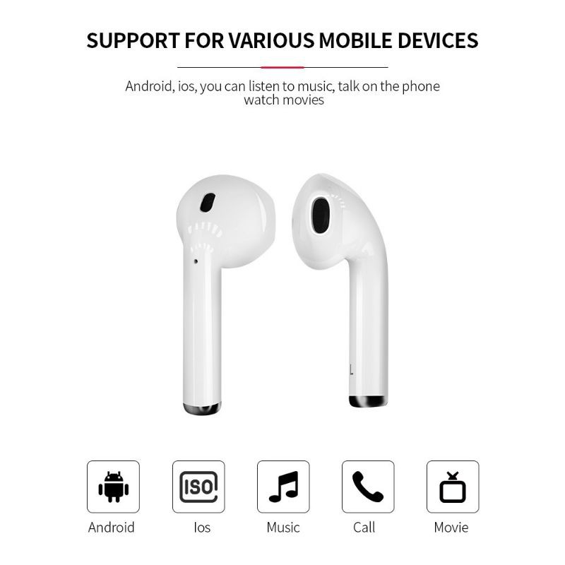 Bộ tai nghe Bluetooth 5.0 không dây I12 Tws dùng cho Android/ Ios #botainghe #bo tai nghe #bộ tai nghe