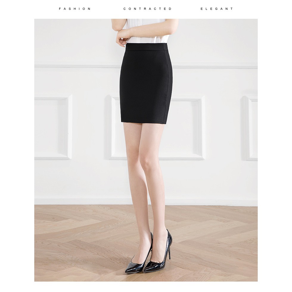 Chân váy bút chì nữ xẻ tà sau chất thun umi co giãn màu đen dài 48cm | BigBuy360 - bigbuy360.vn