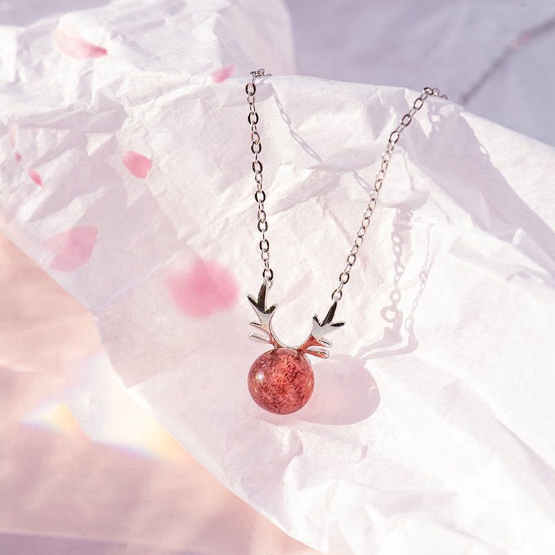 Chuỗi Hồng Ngọc Hươu Bạc Vòng Cổ Chain Ruby Deer Silver Necklace Accessories