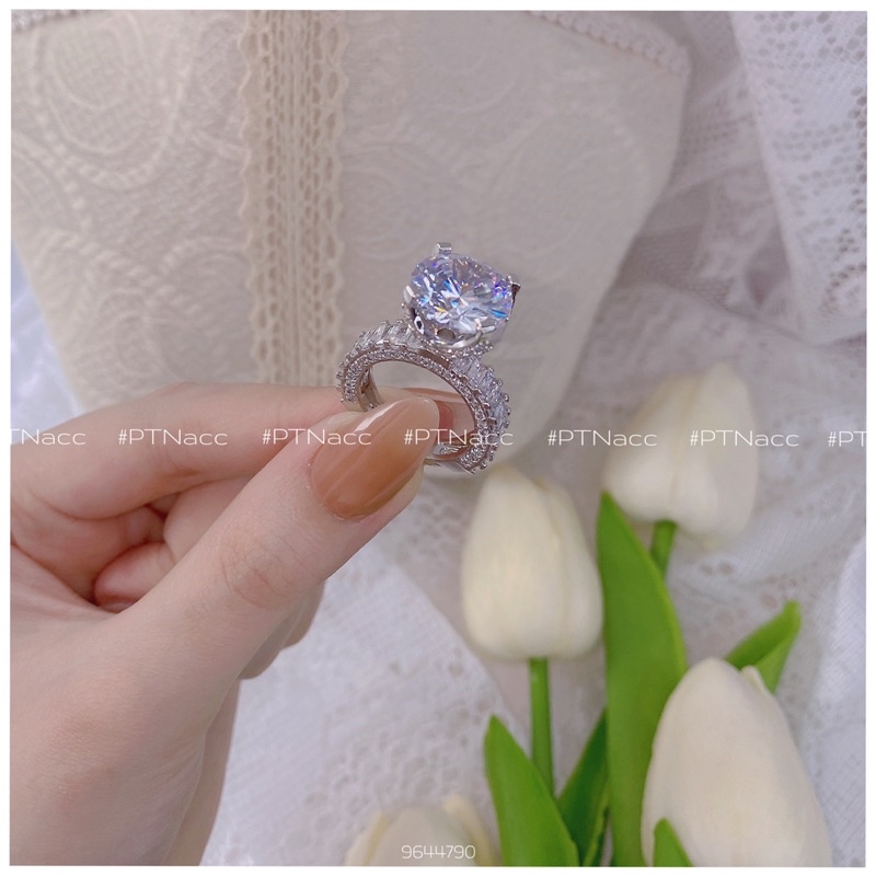 ᴾᵀᴺᵃᶜᶜ Nhẫn bạch kim đá paget đính hột chủ to