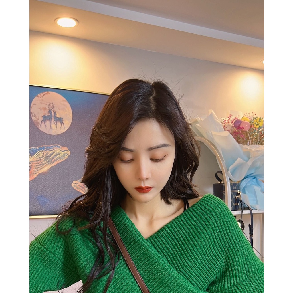 Áo len tay dài cổ chữ V thời trang dành cho nữ