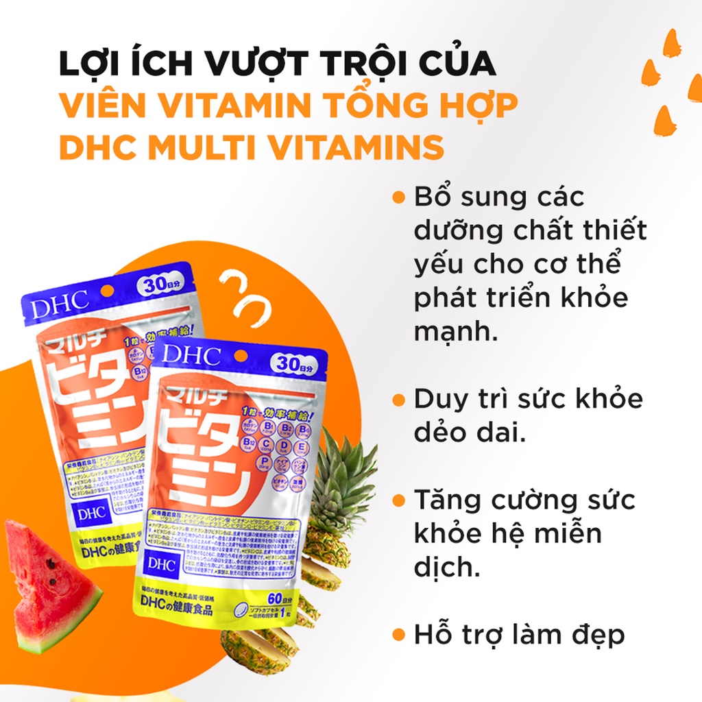 Viên uống vitamin tổng hợp DHC Nhật Bản Multi Vitamin Mới gói 30 - 90 ngày