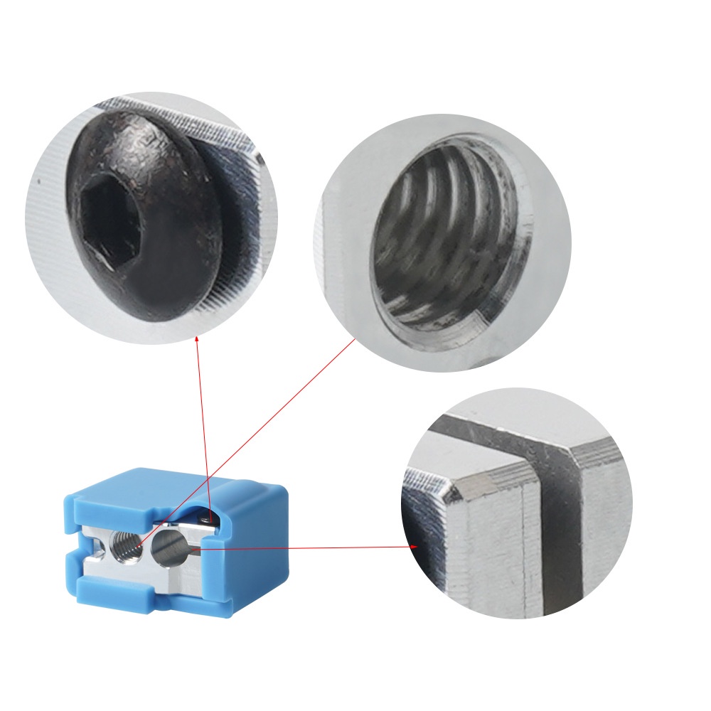 Block nhôm gia nhiệt E3D Volcano gắn cảm biến NTC bọc thép PT100 và loại thường dành cho máy in 3D