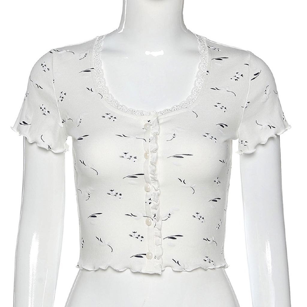 Áo Croptop Tay Ngắn In Họa Tiết Thời Trang Mùa Hè Dành Cho Bạn Nữ