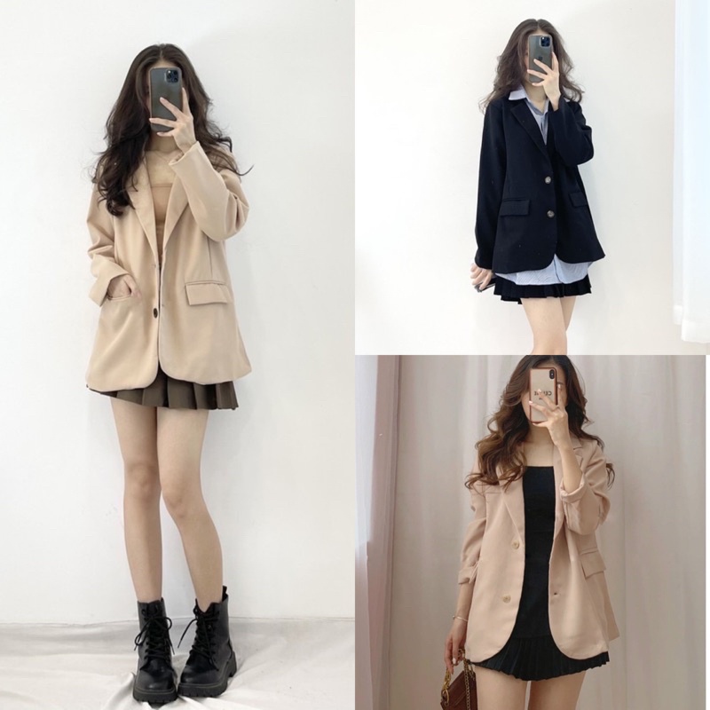 Áo blazer nữ dài tay nhiều màu phong cách Hàn Quốc