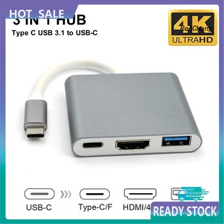 Thiết bị chuyển đổi Hub 3 trong 1 USB 3.1 Type-C sang 4K UHD HDMI USB-C cho Macbook