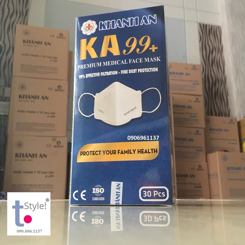 [Chính Hãng] Hộp 30 cái khẩu trang 4D Khánh An KA99 phong cách Hàn Quốc - 4 lớp kháng khuẩn, lọc bụi siêu mịn