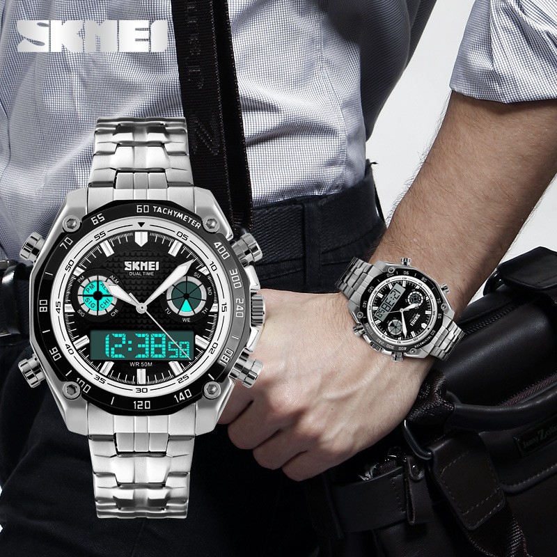 SKMEI 1204 sports style men's watch dual-screen backlit waterproof