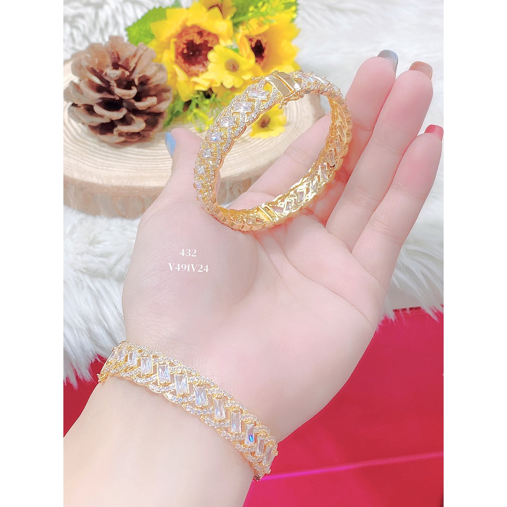 Vòng tay nữ UHA, lắc tay bền màu thiết kế cao cấp sáng lấp lánh V491
