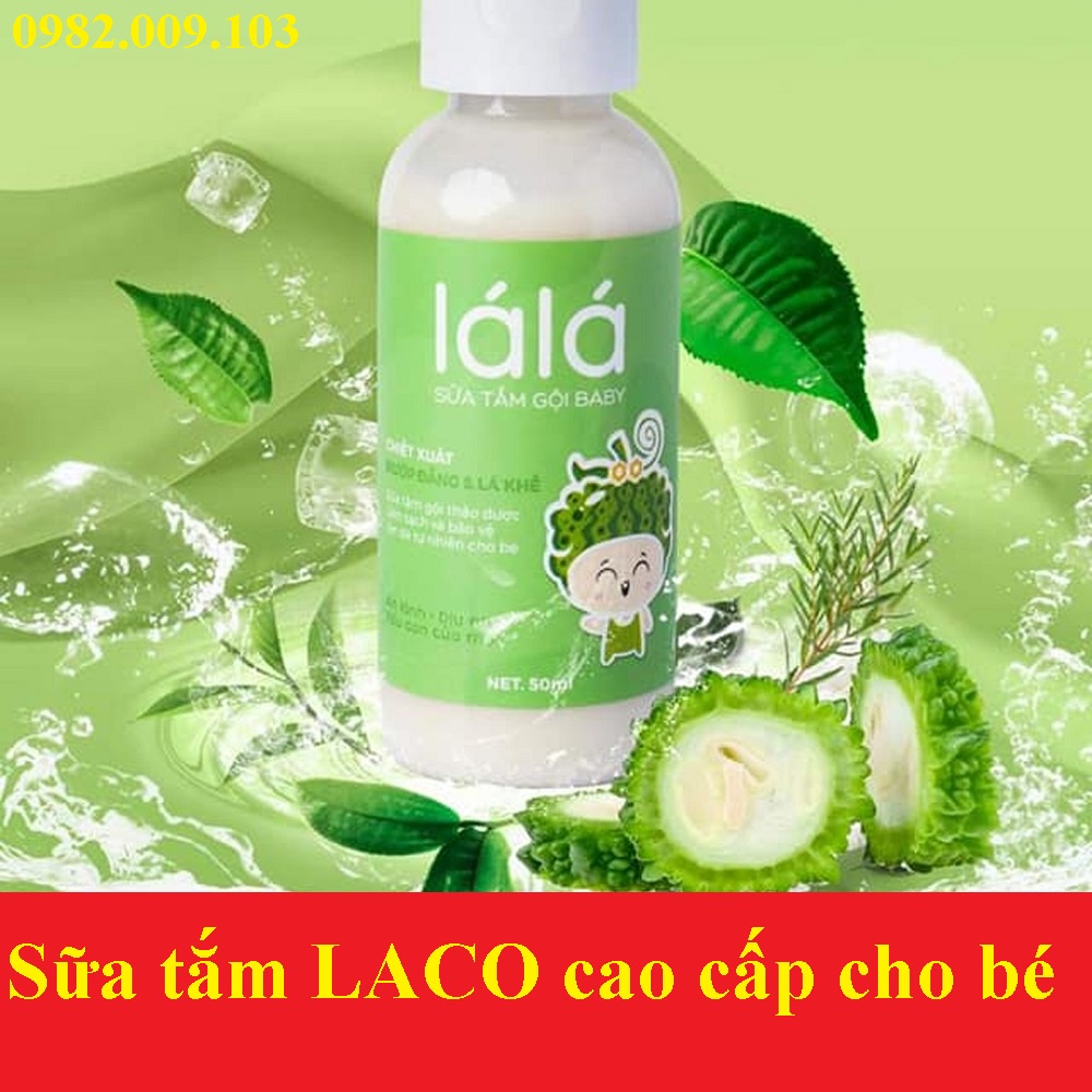 Sữa tắm gội bé thảo được LÁ LÁ LACO không cay mắt làm sạch thơm bảo vệ làn da tự nhiên an toàn sức khỏe cho bé - 50ml ❤️