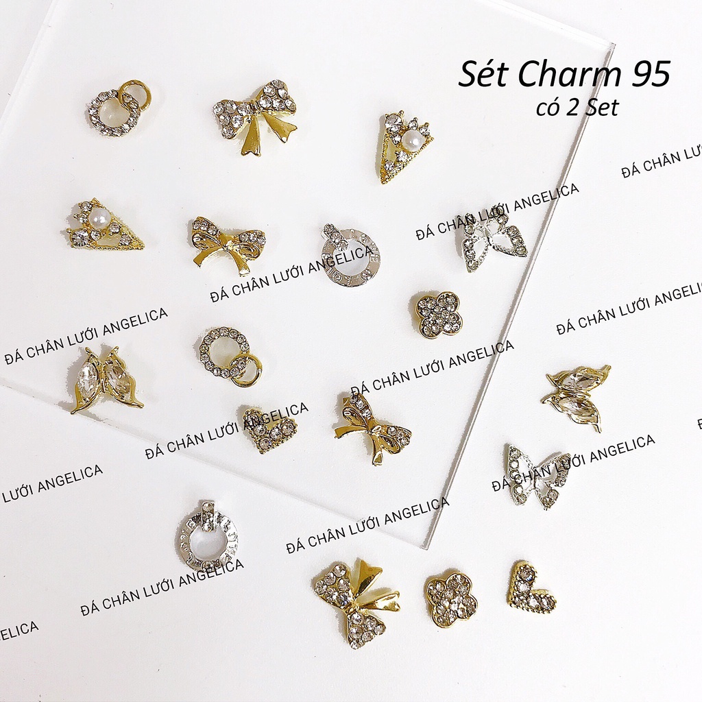 Set Charm Nail Kim Loại Ánh Vàng, Ánh Bạc Trang Trí Móng ANGELICA SC