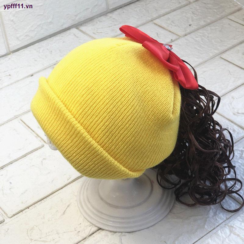 Mũ trùm đầu kèm tóc giả xoăn xinh xắn cho bé gái chất lượng cao
