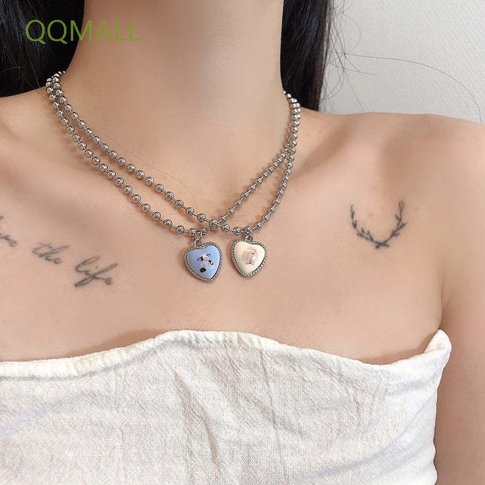 Vòng Cổ Choker Mặt Hình Trái Tim / Thỏ Dễ Thương Nhiều Màu Phong Cách Hàn Quốc Cho Nữ