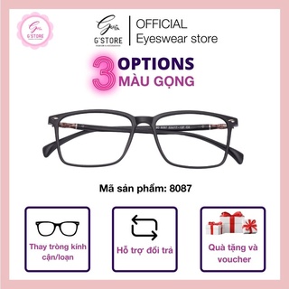 Kính cận gọng nhựa dẻo mắt vuông g store kính mắt thời trang gọng dẻo lắp được cận 8087