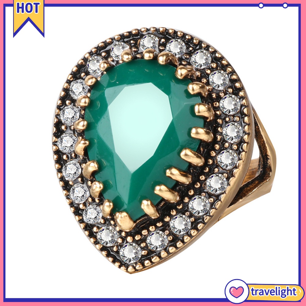 Nhẫn Hợp Kim Đính Đá Hình Giọt Nước K1