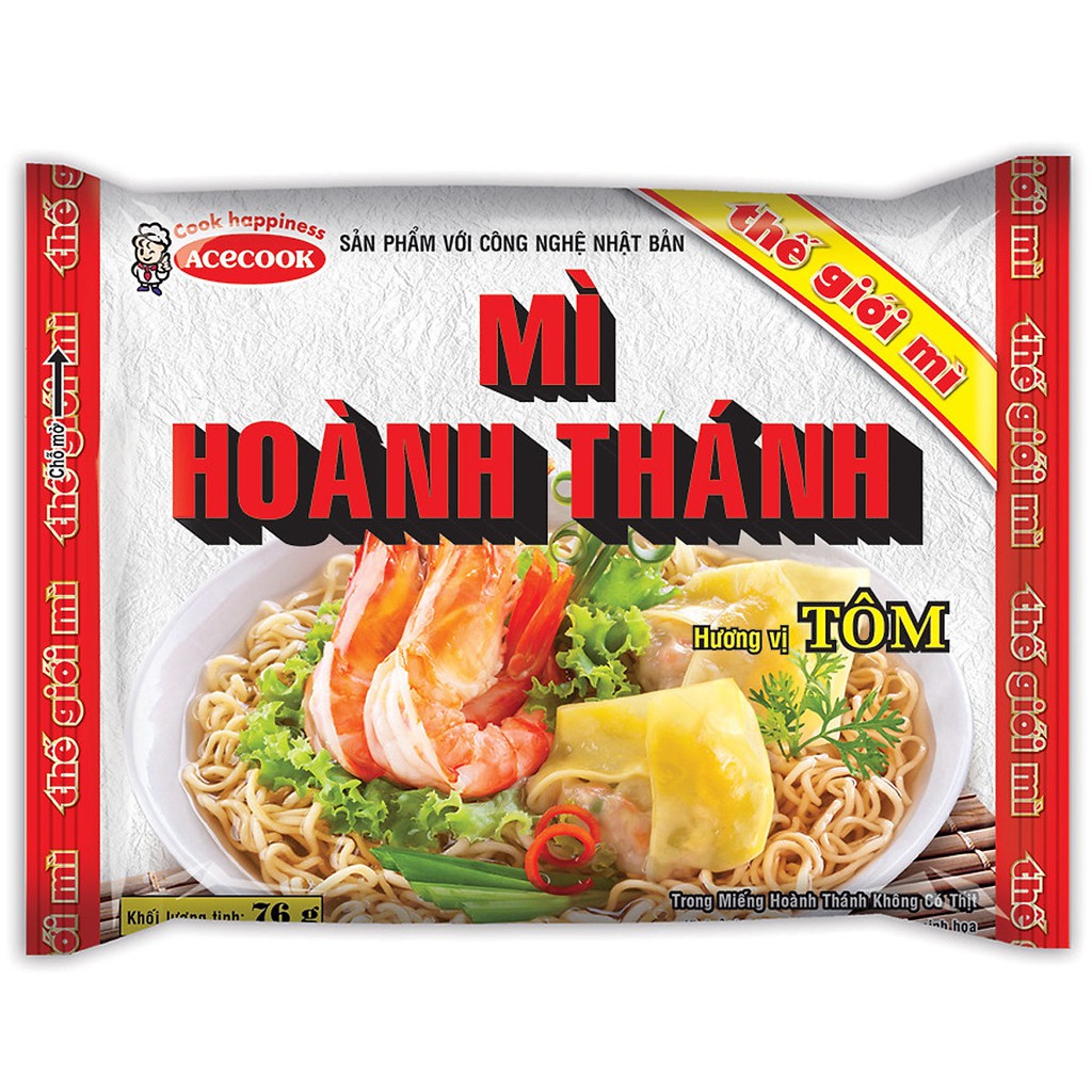 [HCM][Lốc 15 gói] Mì hoành thánh tôm Acecook 76g