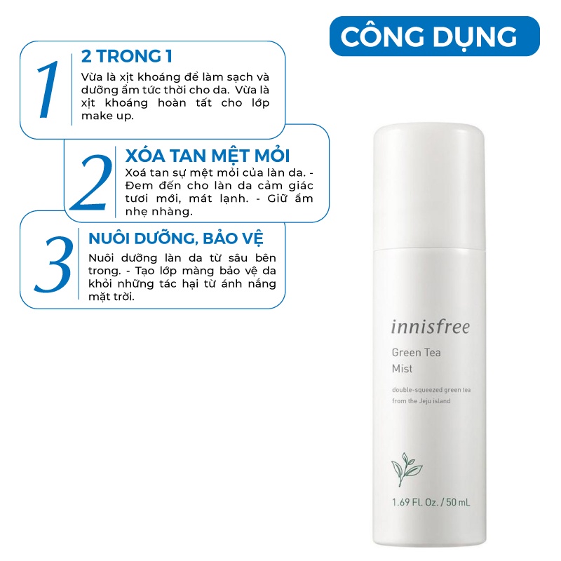 Xịt Khoáng Trà Xanh Innisfree Green Tea Mineral Mist Hàn Quốc 150ml [Cam Kết Chính Hãng Hàn Quốc]