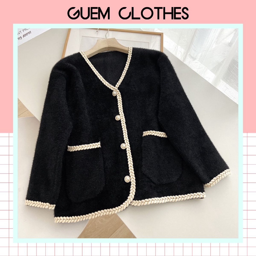 Áo khoác lông phối viền 2 túi trước hàng Quảng Châu thời trang nữ KL04 - GUEM Clothes