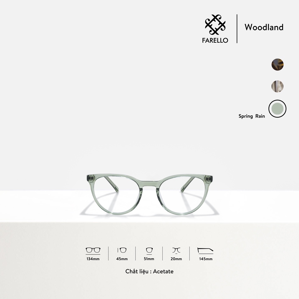 Gọng kính nữ cao cấp FARELLO Woodland mắt mèo Acetate thiết kế tinh tế màu sắc thời trang