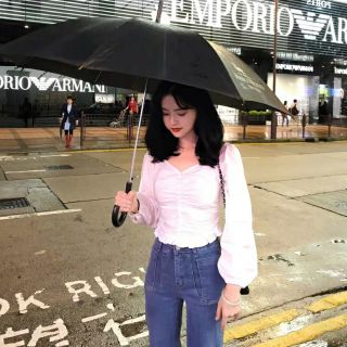Áo cổ vuông croptop tay bồng M11