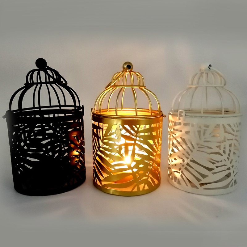 Giá Đỡ Nến Hình Lồng Chim Bằng Kim Loại Phong Cách Vintage