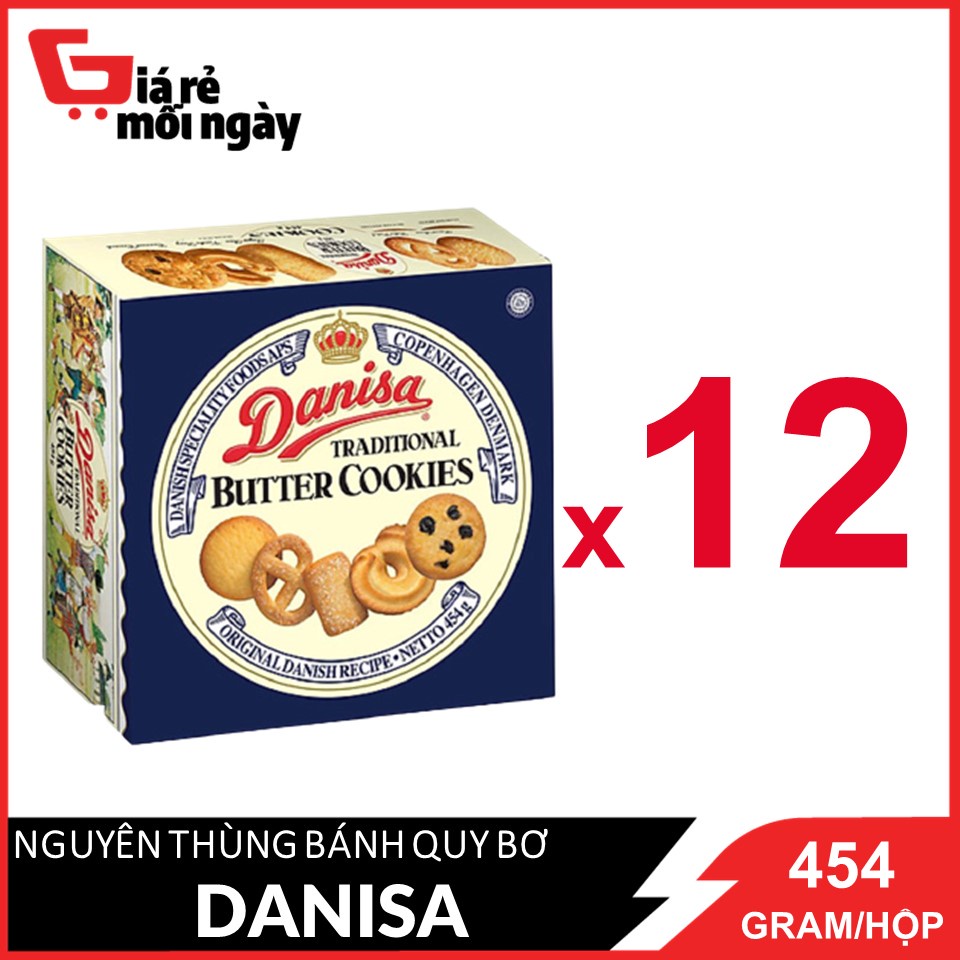 [Nguyên thùng] Bánh quy bơ Danisa Size trung Hộp 454g X12